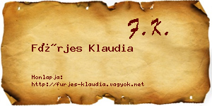 Fürjes Klaudia névjegykártya